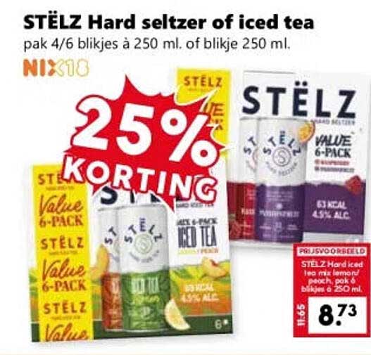 STËLZ Hard seltzer of iced tea 25% korting