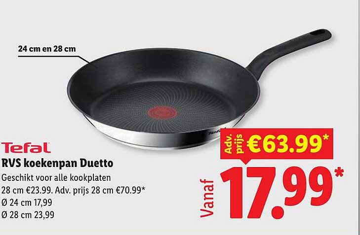 Tefal RVS koekenpan Duetto