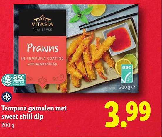 Tempura garnalen met sweet chili dip 200 g