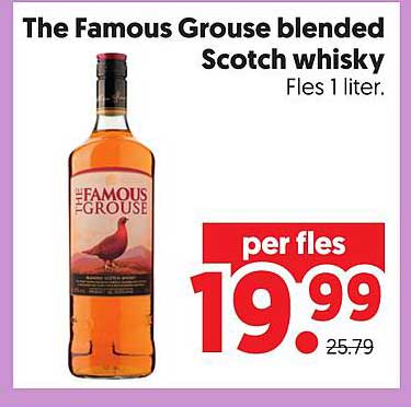 The Famous Grouse blended Scotch whisky Fles 1 liter.