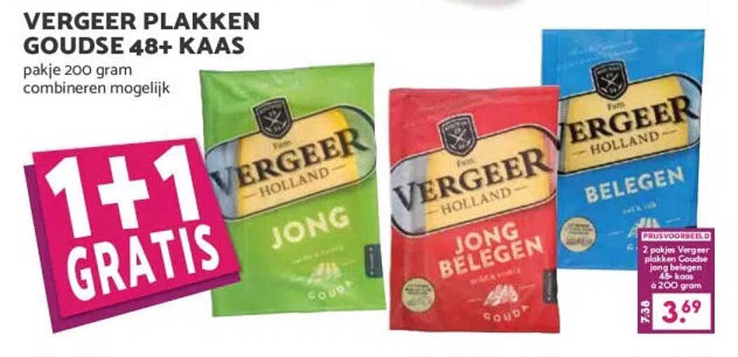 Vergeer plakken Goudse 48+ kaas 1+1 gratis
