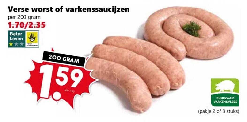 Verse worst of varkenssaucijzen