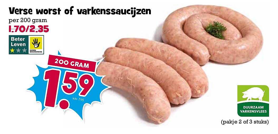 Verse worst of varkenssaucijzen