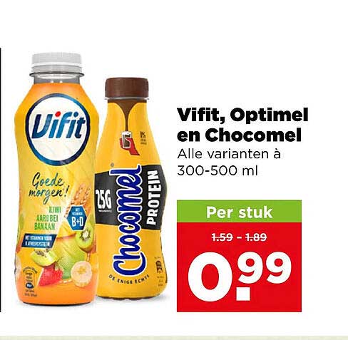 Vifit, Optimel en Chocomel Alle varianten à 300-500 ml