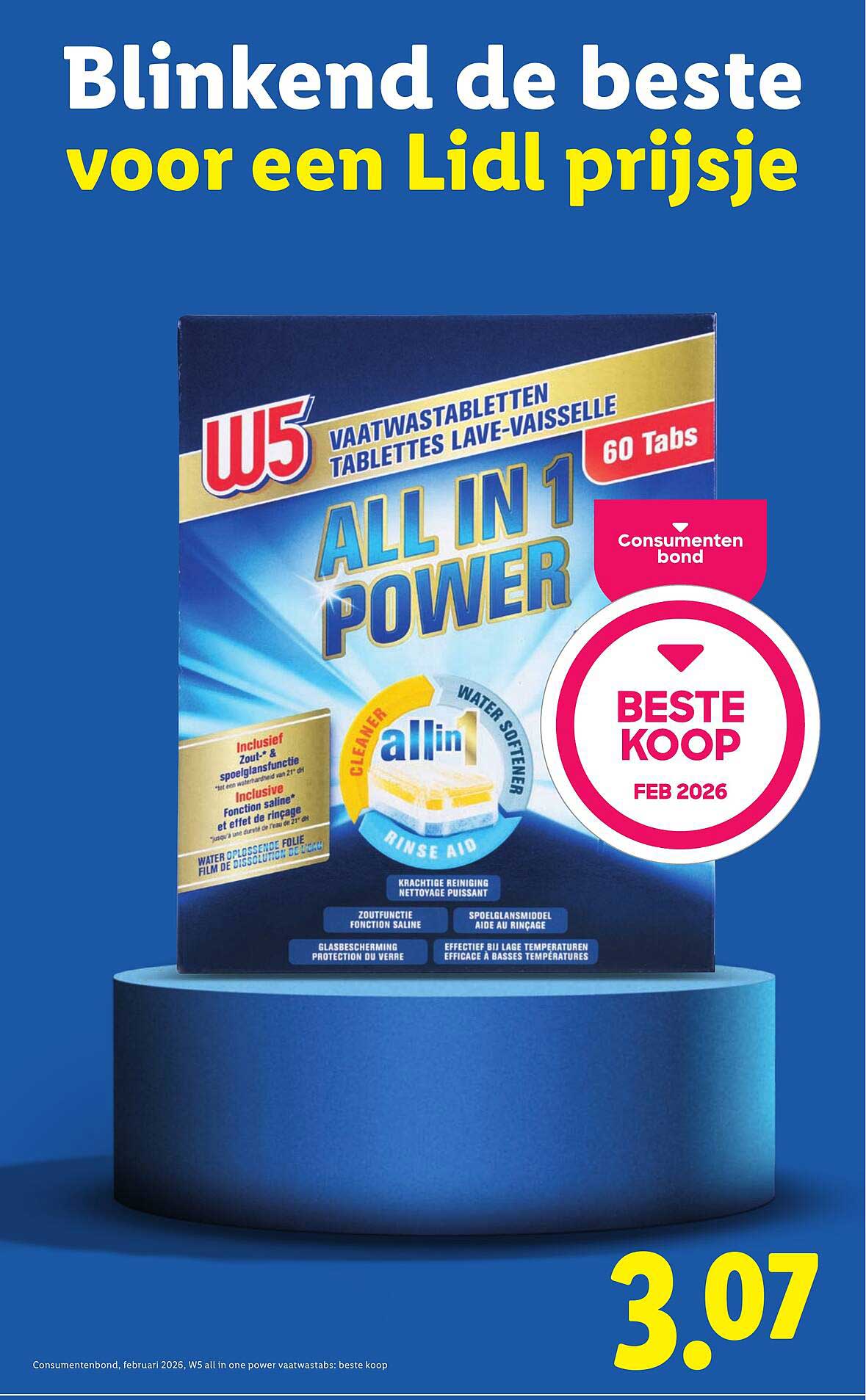 W5 all in 1 power vaatwastabletten 60 tabs