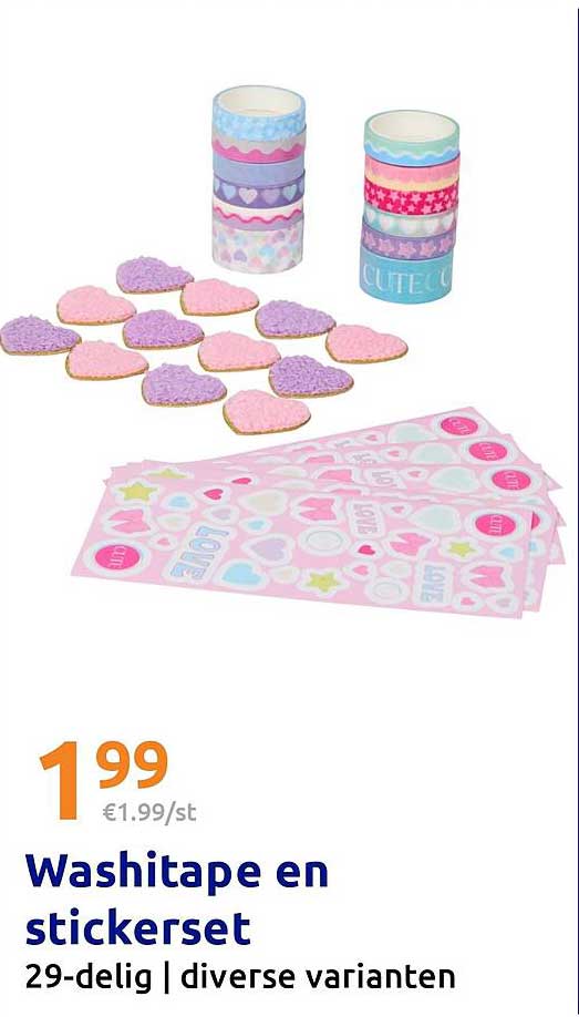 Washitape en stickerset 29-delig | diverse varianten