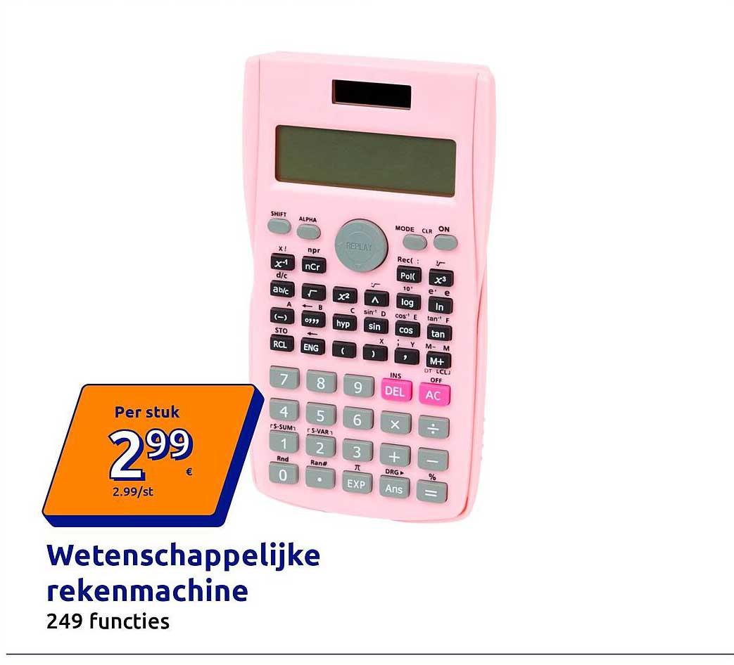 Wetenschappelijke rekenmachine 249 functies