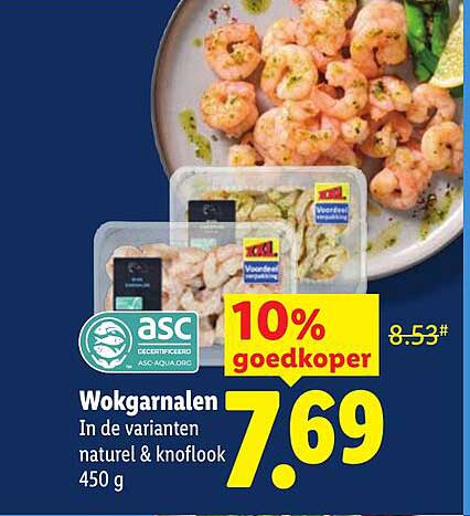 Wokgarnalen In de varianten naturel & knoflook 450 g 10% goedkoper