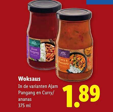 Woksaus In de varianten Ajam Pangang en Curry/ananas 375 ml