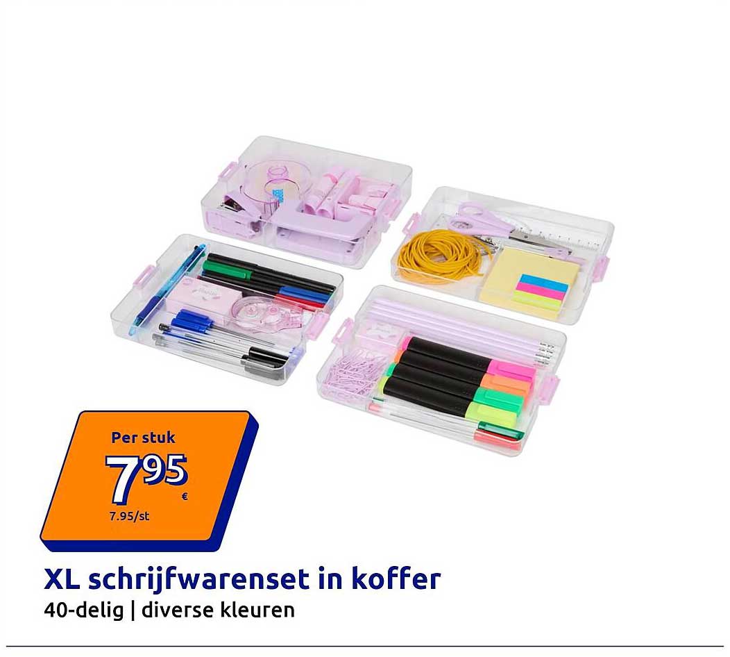 XL schrijfwaren set in koffer 40-delig | diverse kleuren