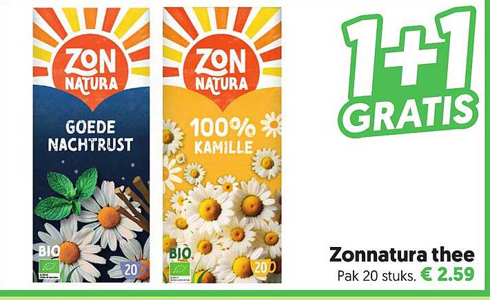 Zonnatura thee 1+1 gratis