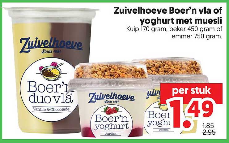 Zuivelhoeve Boer’n vla of yoghurt met muesli