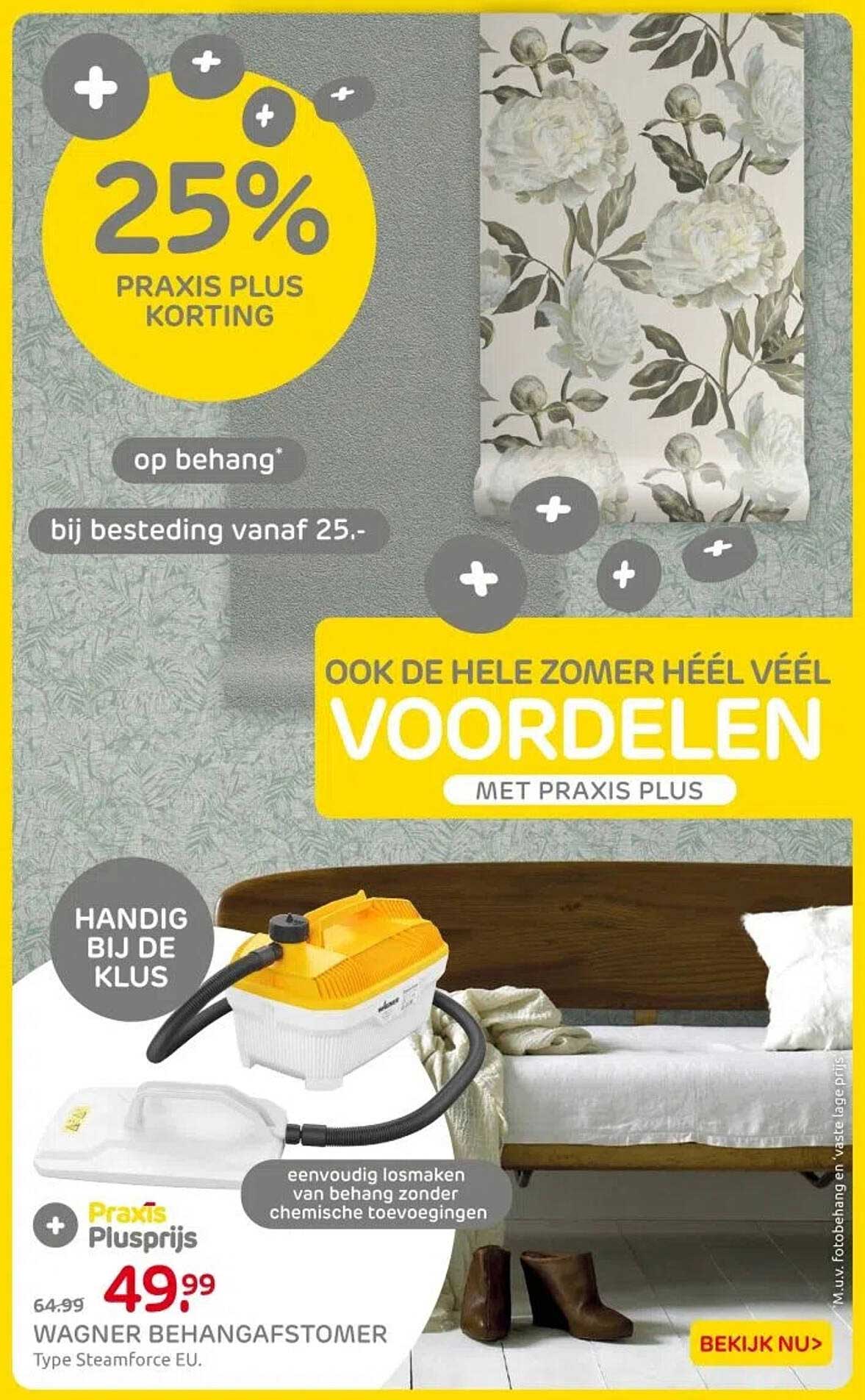 25% PRAKIS PLUS KORTING op behang bij besteding vanaf 25.-