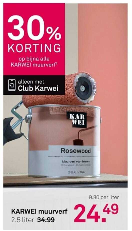 30% KORTING op bijna alle KARWEI muurverf