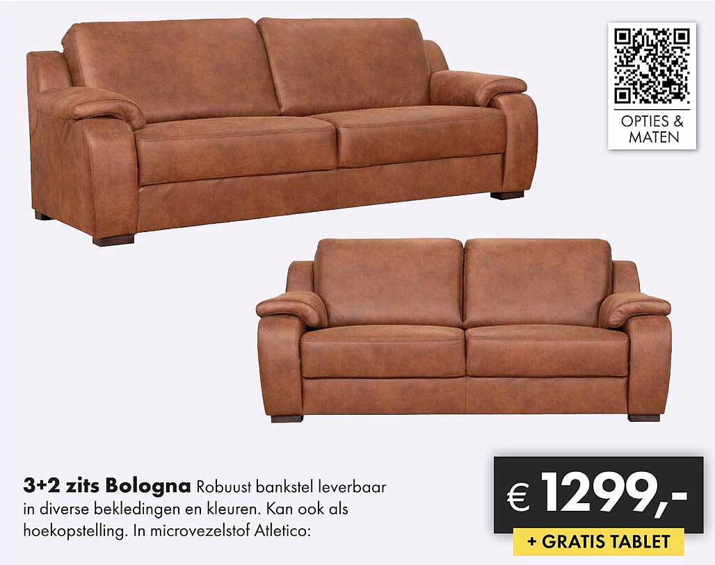 3+2 zits Bologna Robuust bankstel leverbaar in diverse bekledingen en kleuren. Kan ook als hoekopstelling.