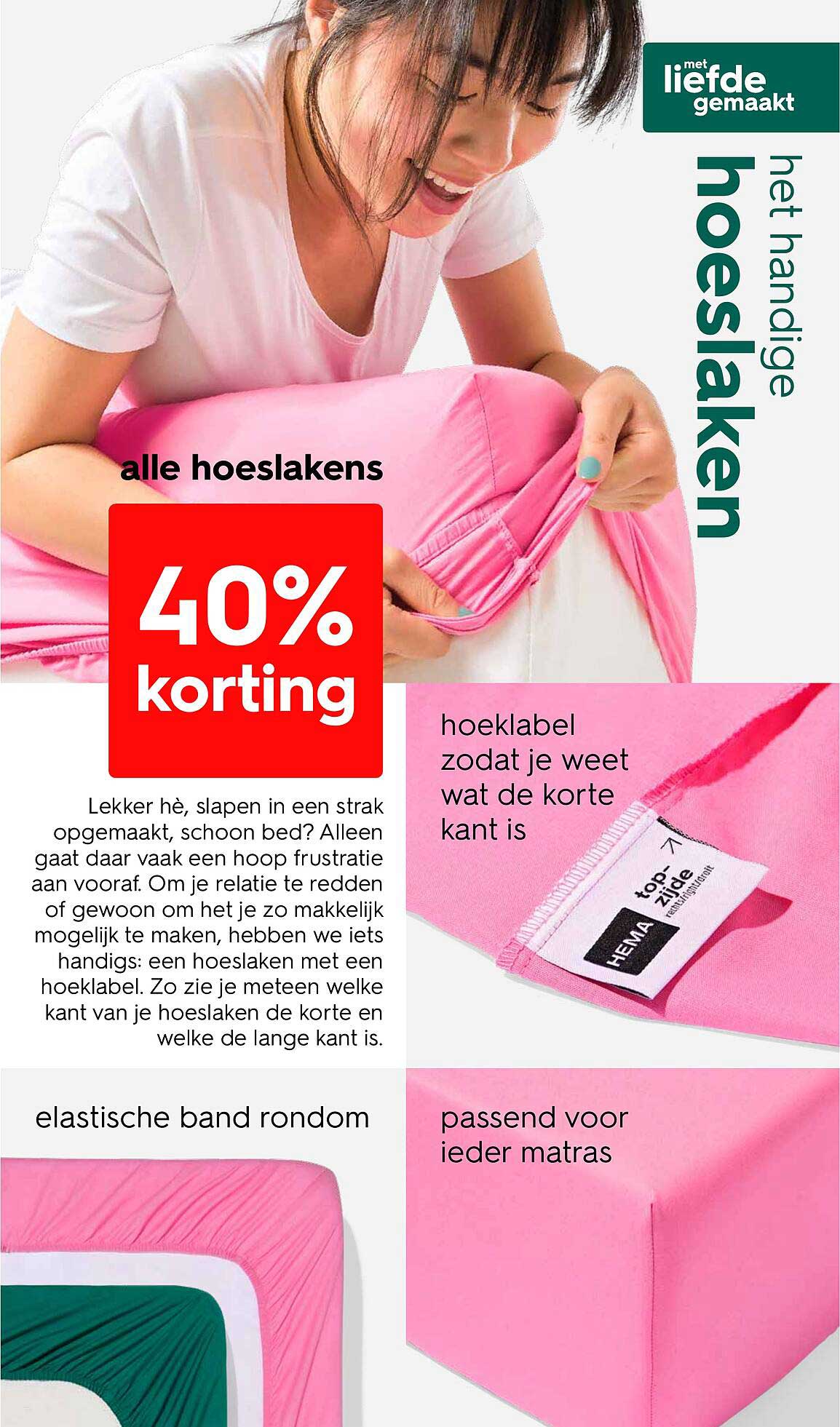 40% korting op alle hoeslakens