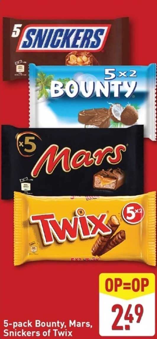 5-pack Bounty, Mars, Snickers of Twix