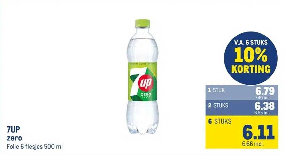 7UP zero Folie 6 flesjes 500 ml