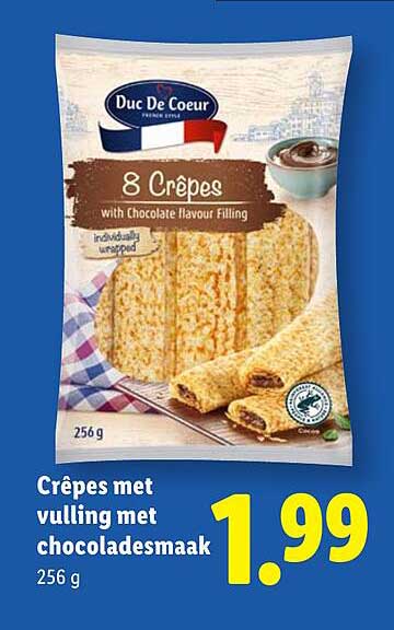 8 Crêpes met vulling met chocoladesmaak