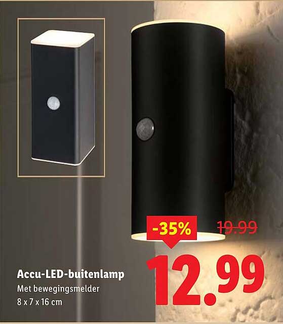 Accu-LED-buitenlamp Met bewegingsmelder 8 x 7 x 16 cm