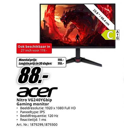 Acer Nitro VG240YGbip Gaming monitor