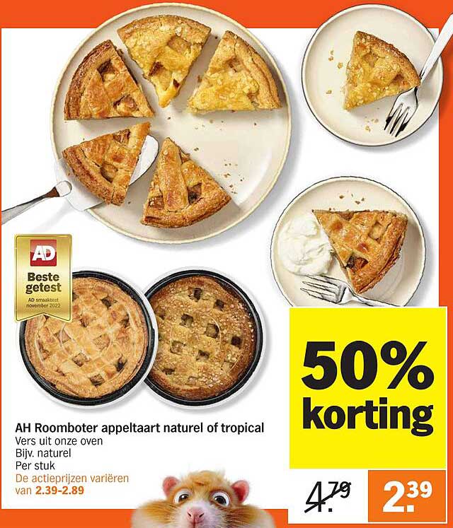 AH Roomboter appeltaart naturel of tropical