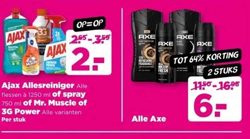 Ajax Allesreiniger Alle flessen à 1250 ml of spray 750 ml of Mr. Muscle of 3G Power Alle varianten Per stuk
