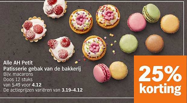Alle AH Petit Patisserie gebak van de bakkerij