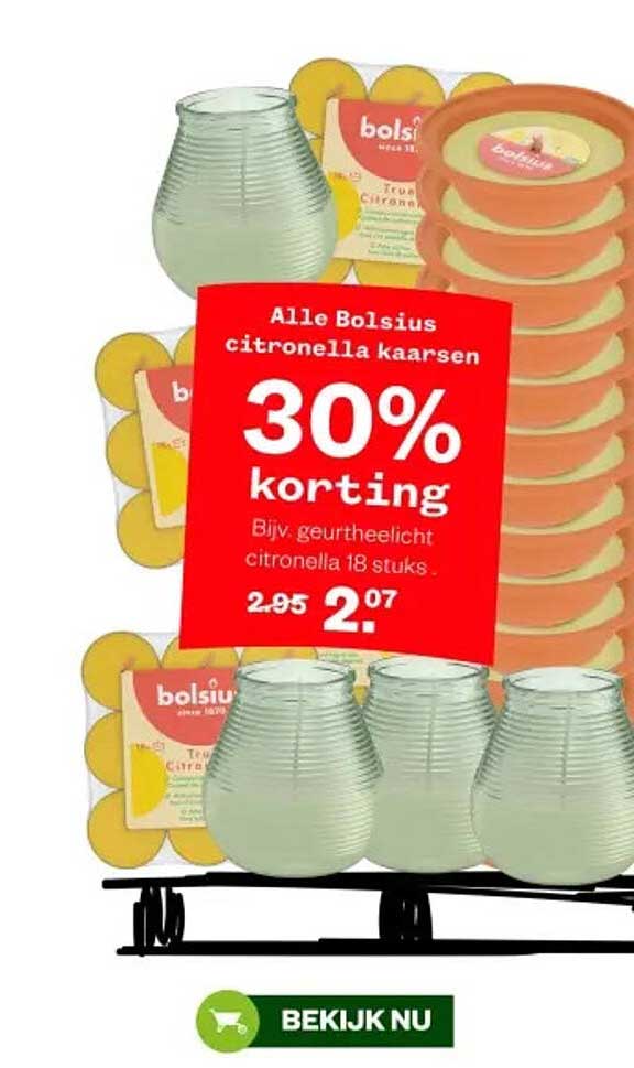 Alle Bolsius citronella kaarsen 30% korting