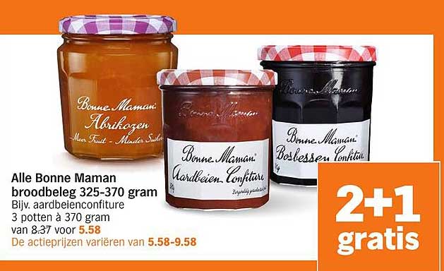 Alle Bonne Maman broodbeleg 325-370 gram