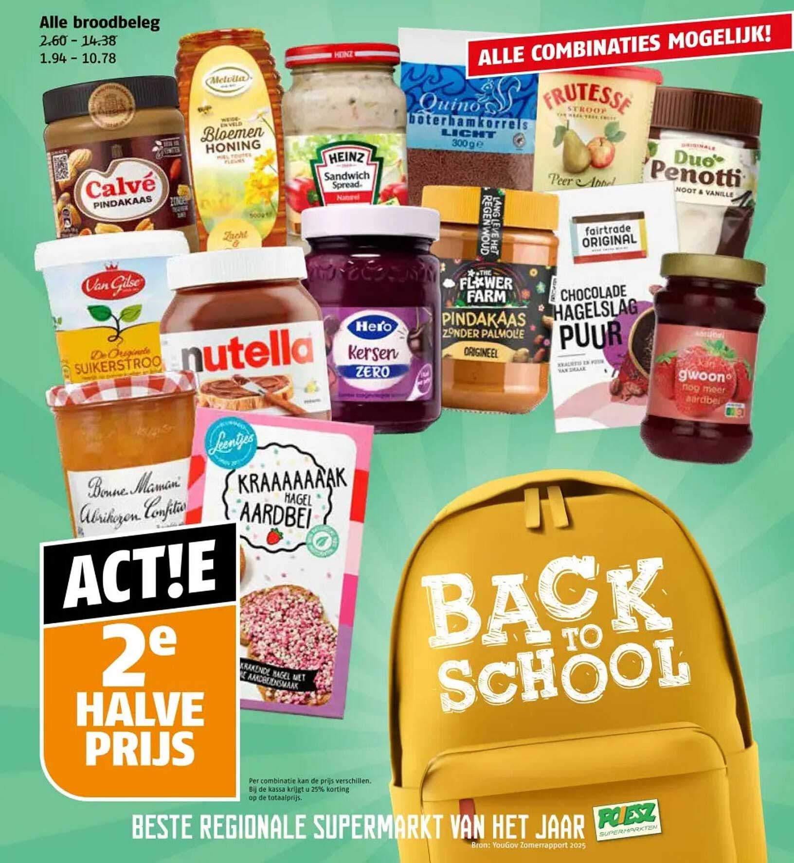 Alle broodbeleg - 2e halve prijs