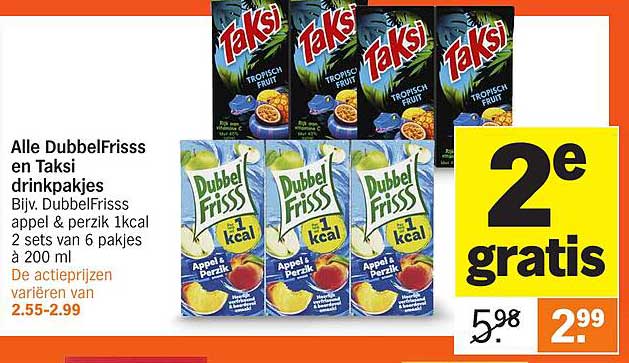 Alle DubbelFrisss en Taksi drinkpakjes