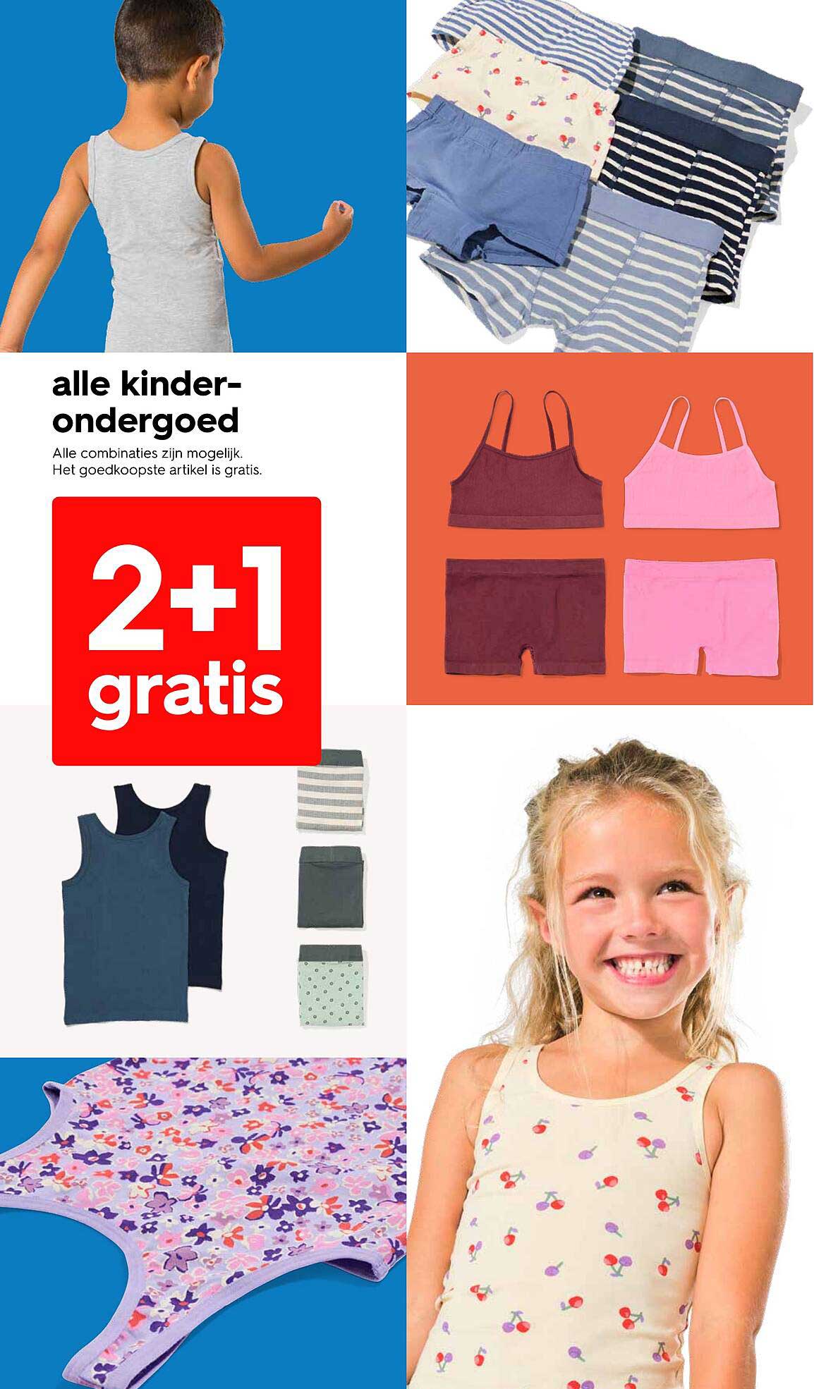 alle kinderondergoed 2+1 gratis