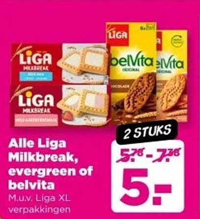 Alle Liga Milkbreak, evergreen of belvita