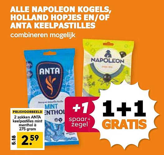 ALLE NAPOLEON KOGELS, HOLLAND HOPJES EN/OF ANTA KEELPASTILLES