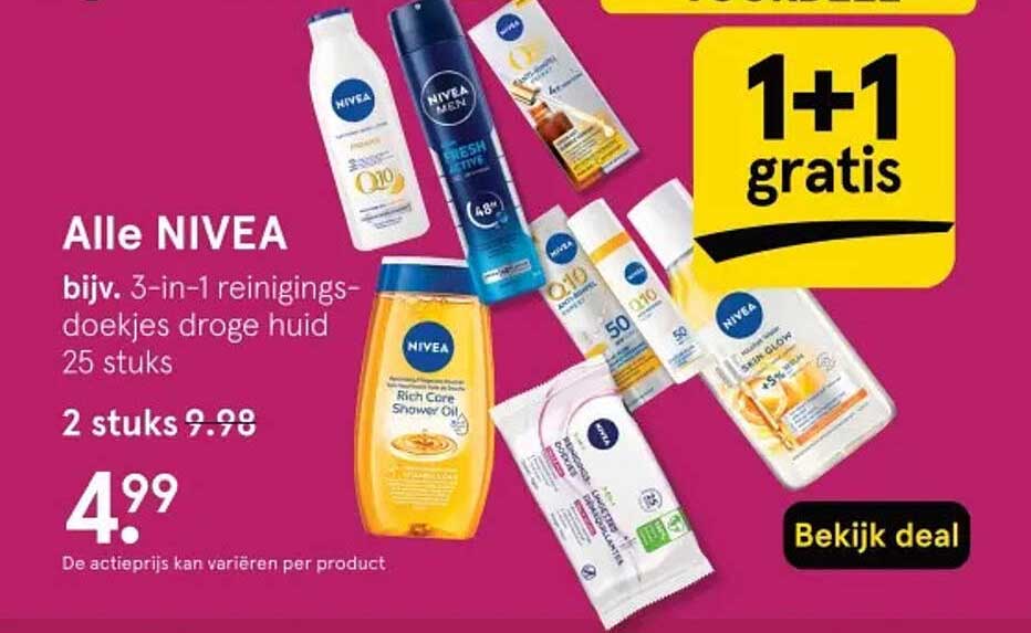 Alle NIVEA bijv. 3-in-1 reinigingsdoekjes droge huid 25 stuk