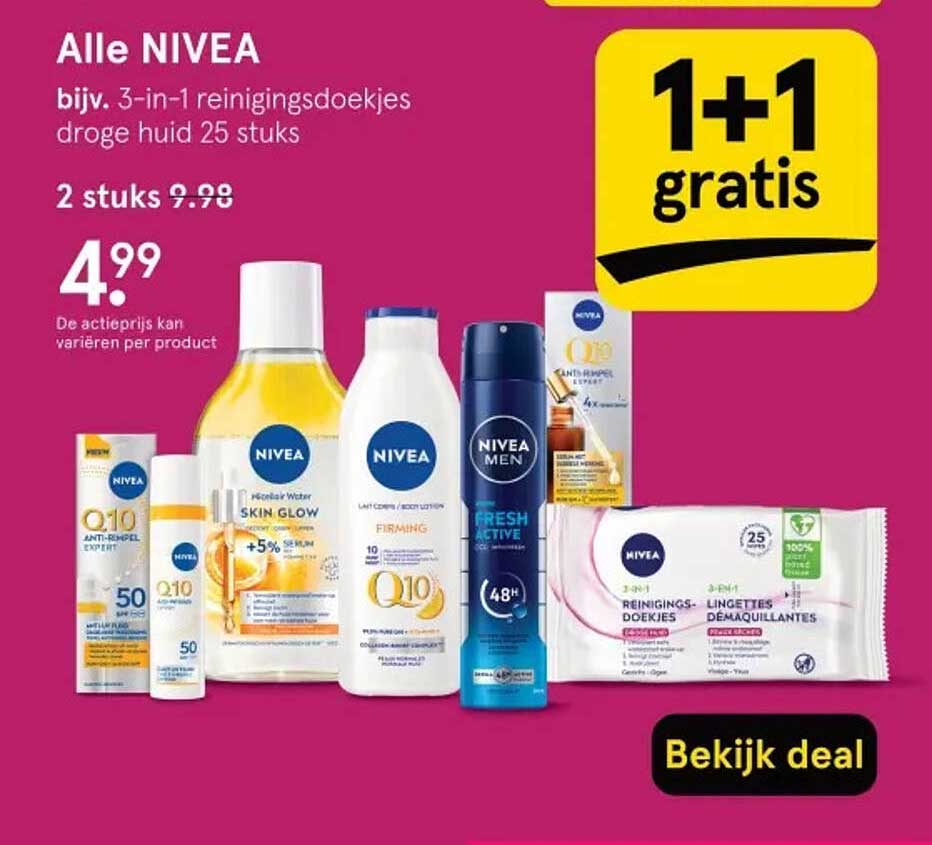 Alle NIVEA bijv. 3-in-1 reinigingsdoekjes droge huid 25 stuks