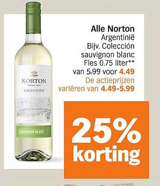 Alle Norton Argentinië Bijv. Colección sauvignon blanc Fles 0.75 liter