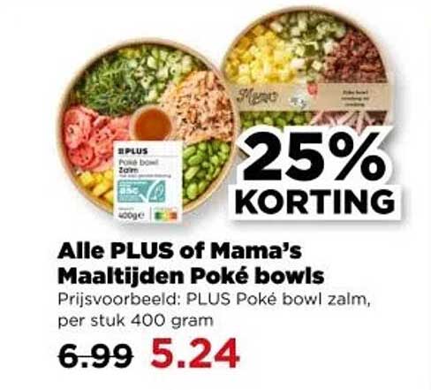 Alle PLUS of Mama’s Maaltijden Poké bowls