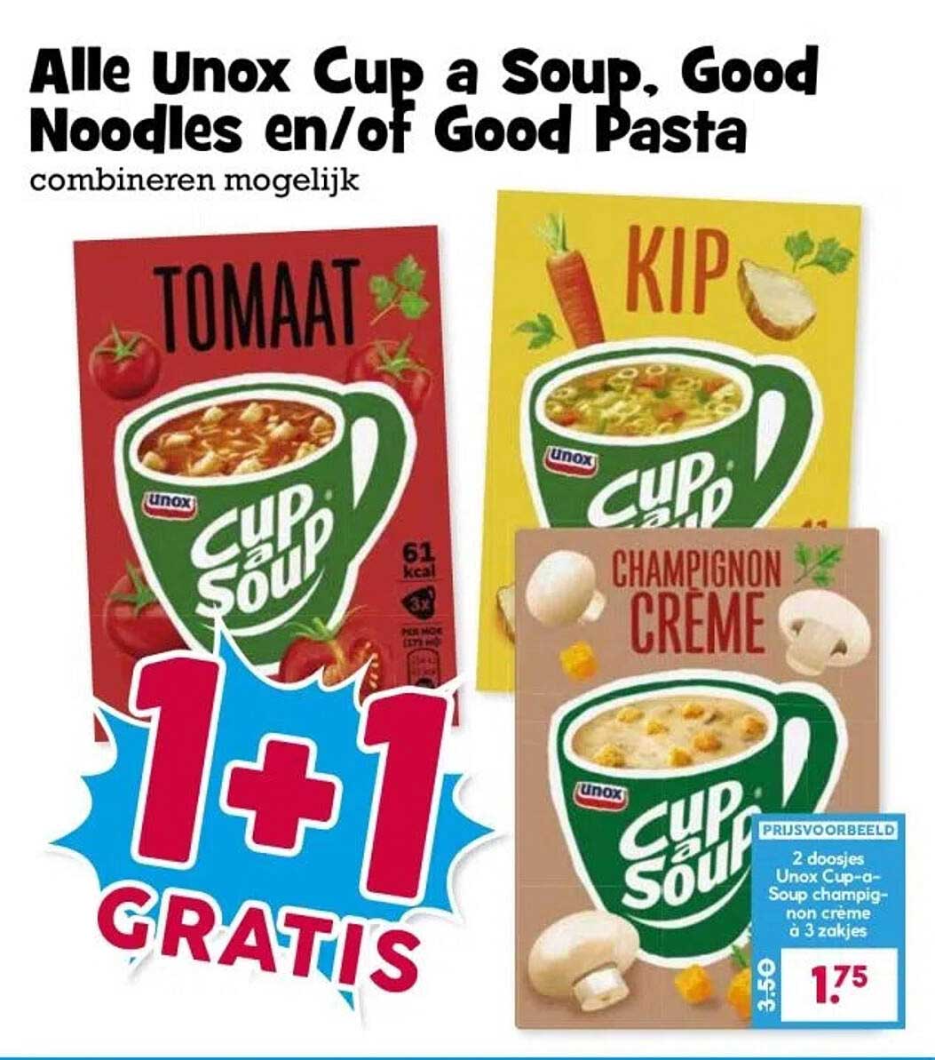 Alle Unox Cup a Soup, Good Noodles en/of Good Pasta combineren mogelijk
