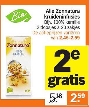 Alle Zonnatura kruideninfusies Bijv. 100% kamille
