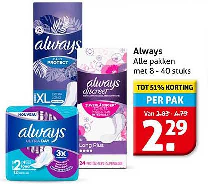 Always Alle pakken met 8 - 40 stuks