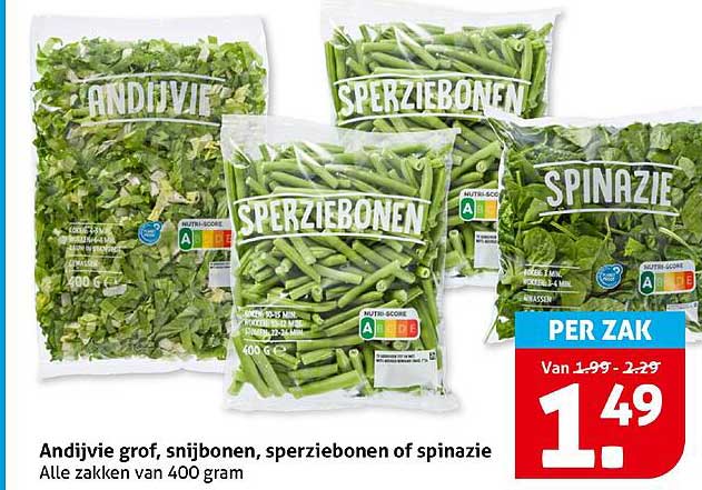 Andijvie grof, snijbonen, sperziebonen of spinazie
