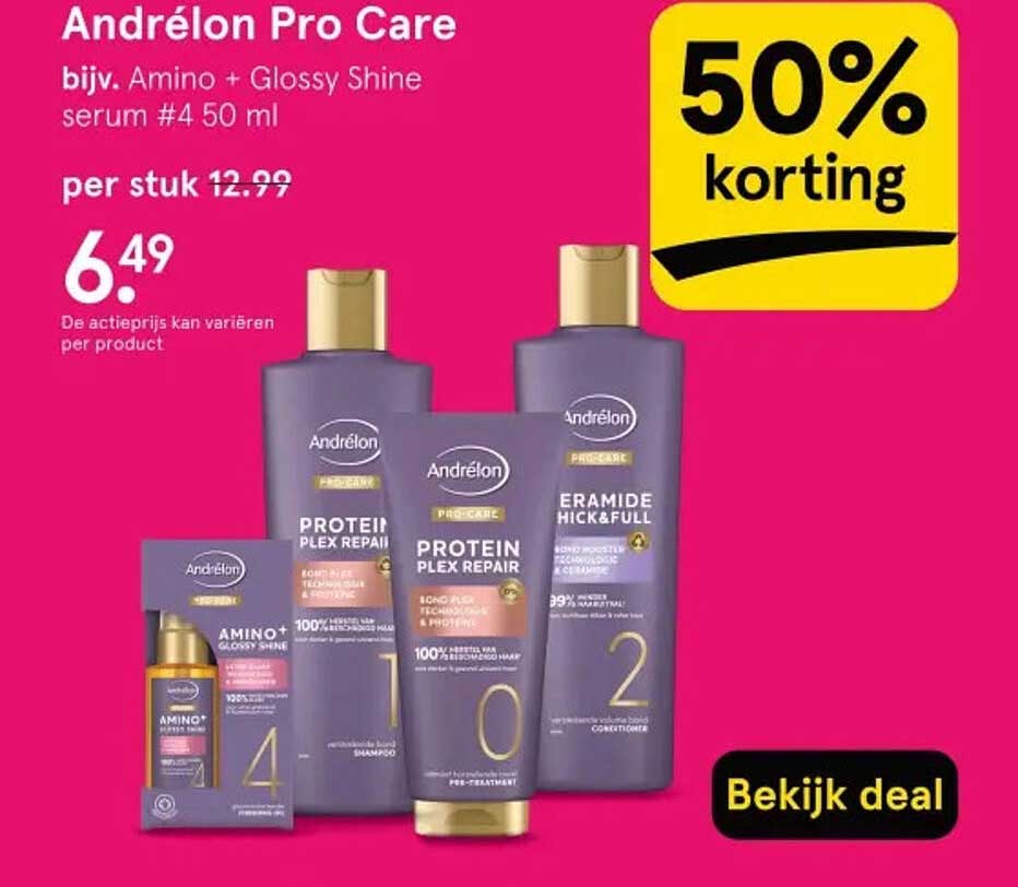 Andrélon Pro Care bijv. Amino + Glossy Shine serum #4 50 ml