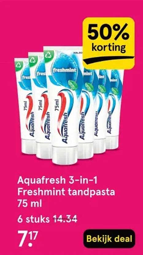 Aquafresh 3-in-1 Freshmint tandpasta 75 ml