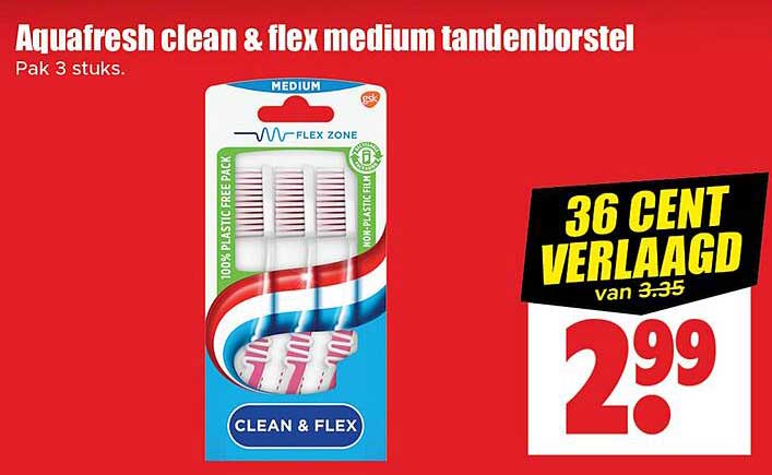 Aquafresh clean & flex medium tandenborstel - Pak 3 stuks.