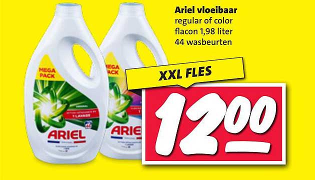 Ariel vloeibaar regular of color flacon 1,98 liter 44 wasbeurten