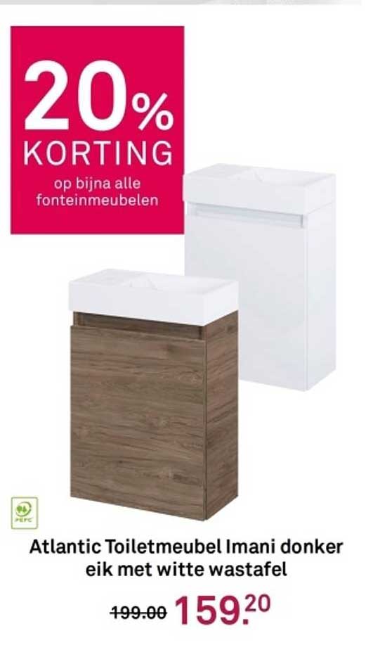 Atlantic Toiletmeubel Imani donker eik met witte wastafel