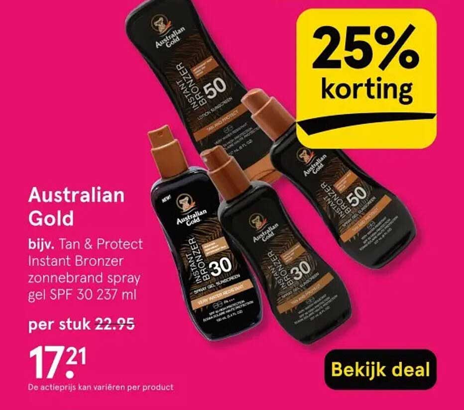 Australian Gold bijv. Tan & Protect Instant Bronzer zonnebrand spray gel SPF 30 237 ml