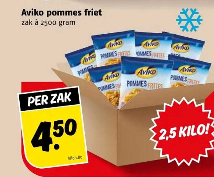 Aviko pommes friet zak à 2500 gram